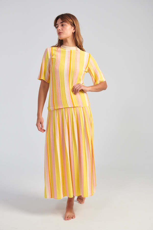 Rodebjer Modulo Stripe Knitted Top - Lime