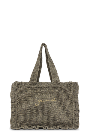 Ganni Cotton Crochet Frill Tote - Black | Garmentory