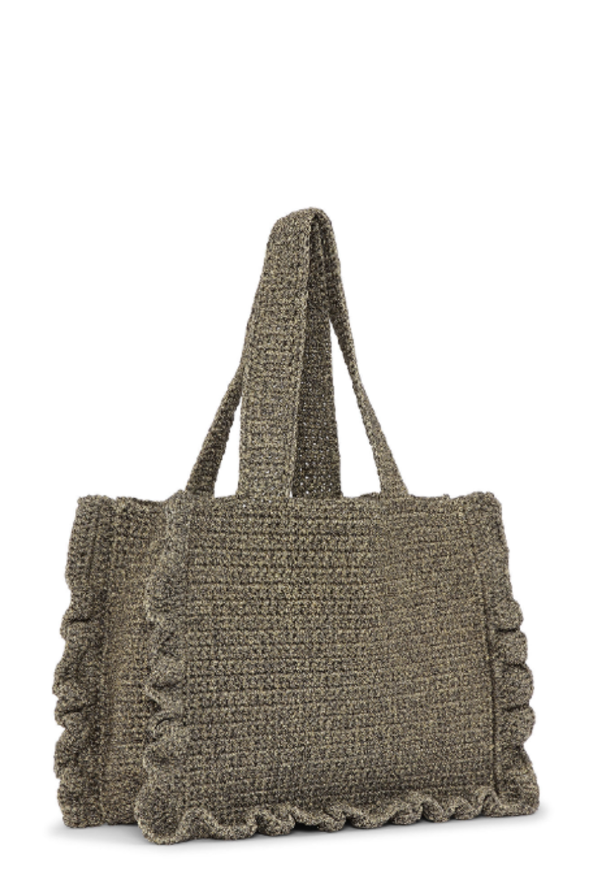 ☆人気☆【GANNI】☆LOGO EMBROIDERED CROCHET FRILL TOTE BAG☆ Ganni + Frill-trimmed crochet tote bag