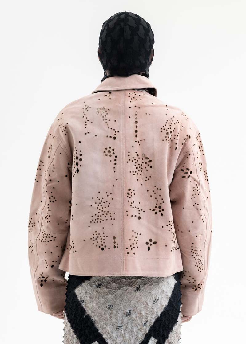 MASU SALMON GALAXY CUT LEATHER JACKET - Pink | Garmentory