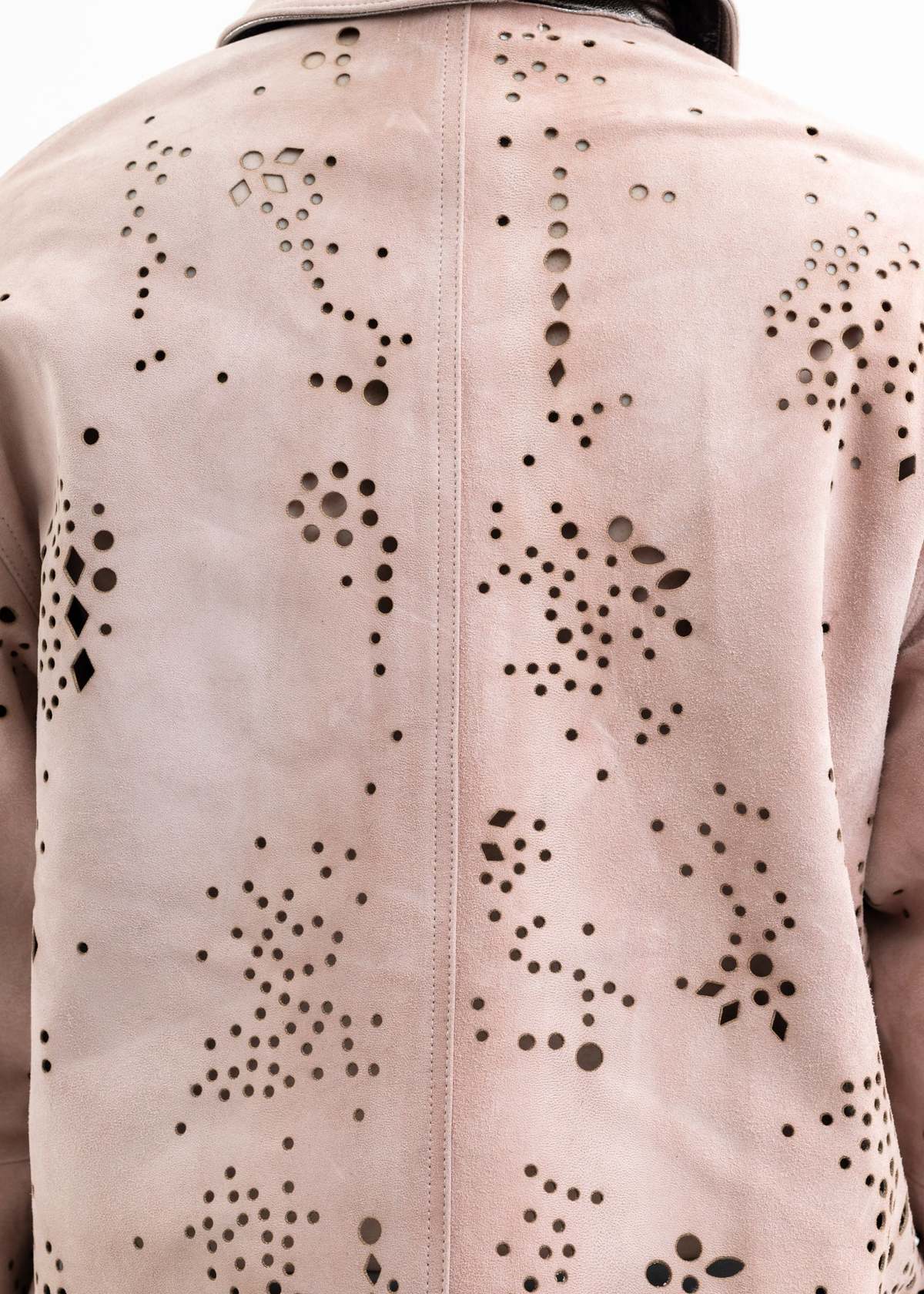 MASU SALMON GALAXY CUT LEATHER JACKET - Pink | Garmentory
