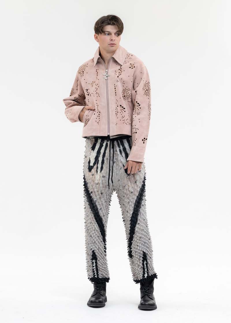 ジャケット・アウター MASU GALAXY-CUT LEATHER JACKET(SALMON) MASU SALMON GALAXY CUT LEATHER JACKET - Pink | Garmentory