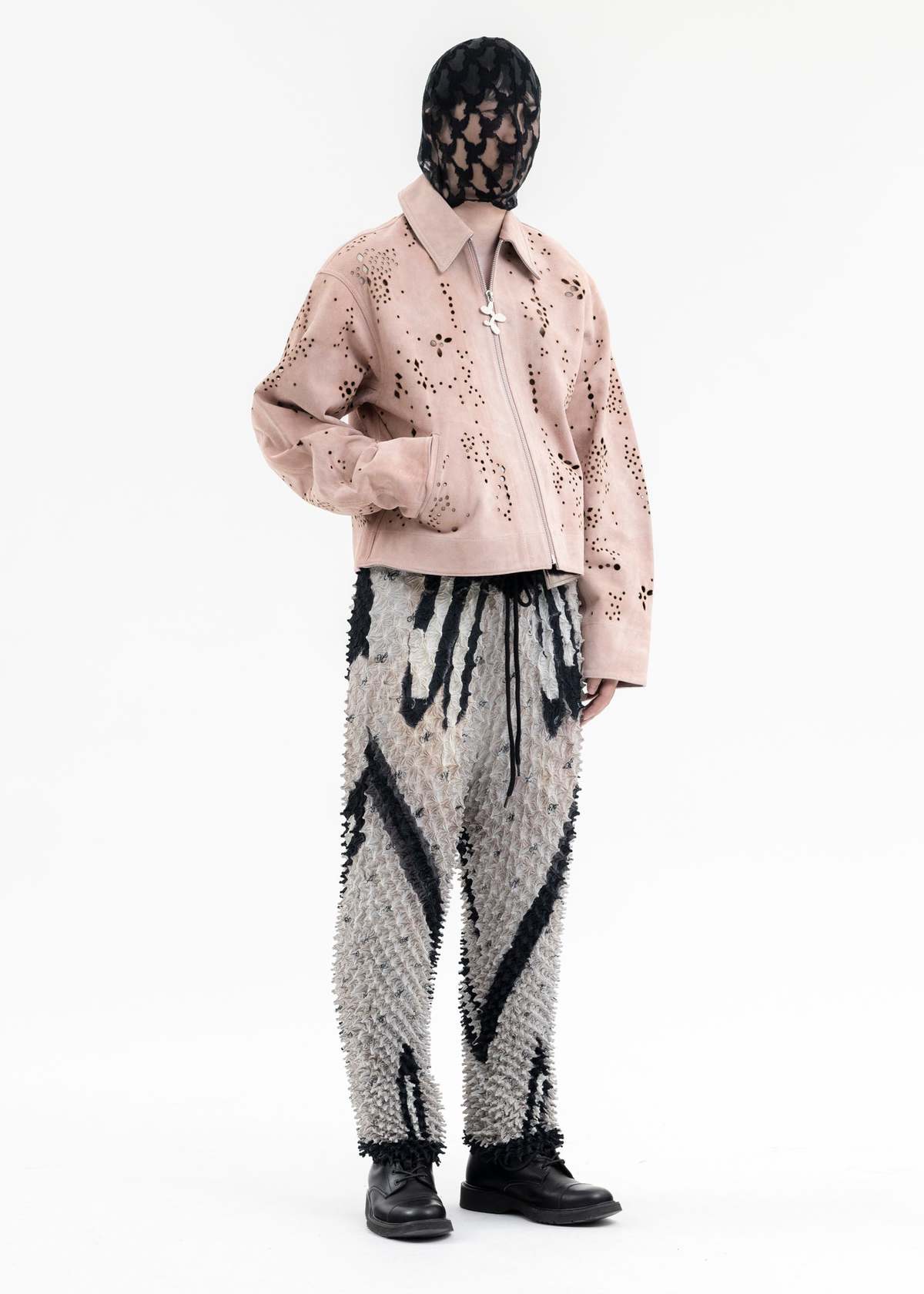 MASU SALMON GALAXY CUT LEATHER JACKET - Pink | Garmentory