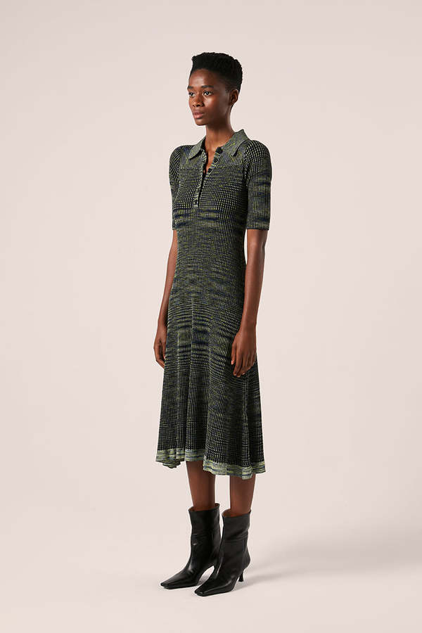 Proenza Schouler Space Dye Rib Knit Polo Dress | Garmentory