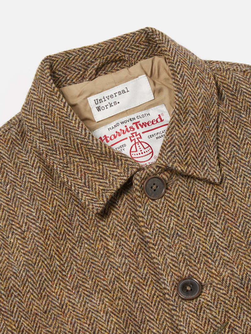 Universal Works Harris Tweed Bakers Jacket Brown Herringbone