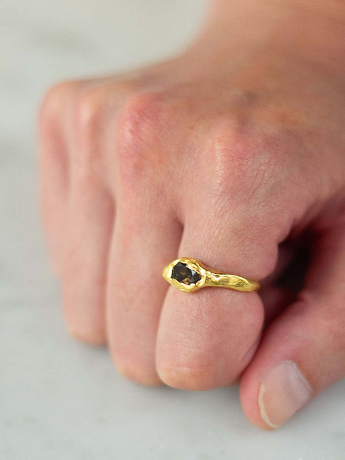 Simuero Faro Cavalleria Ring - Gold/Smoky Quartz | Garmentory