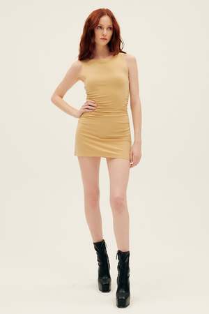 norma kamali sleeveless pickleball mini dress SLEEVELESS PICKLEBALL MINI DRESS Chocolate Norma Kamali