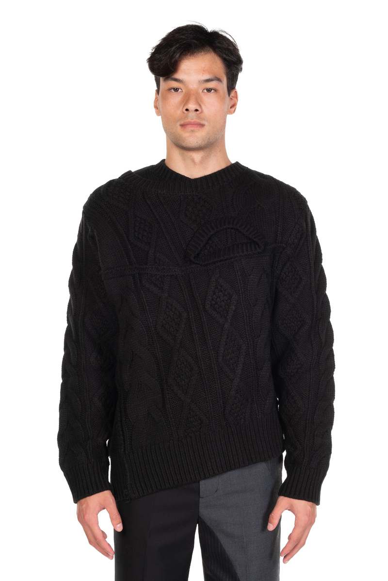 Feng Chen Wang Double-Collar Cable Knit Jumper | Garmentory