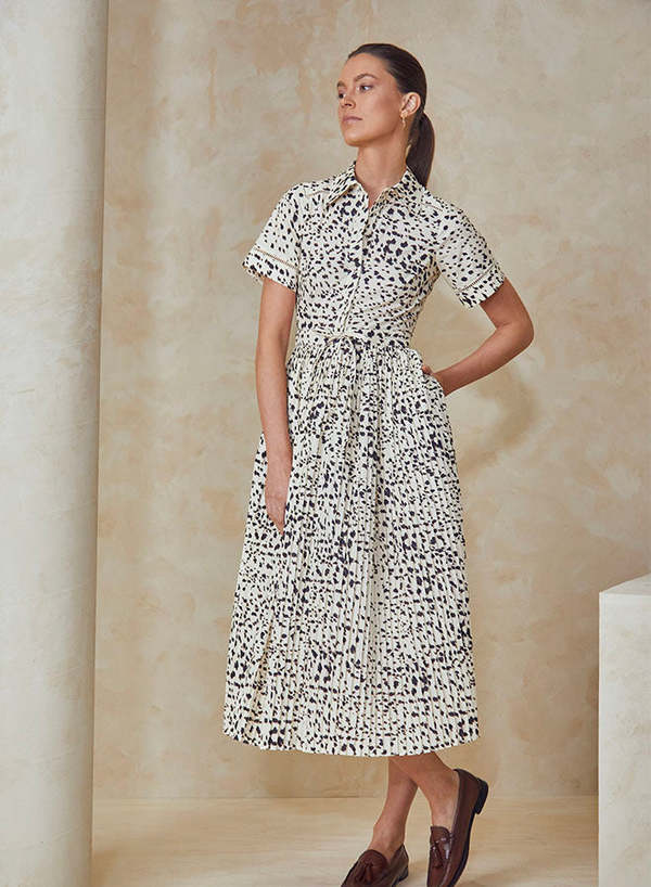 midi vintage dress for women RIXO Marjorie Georgette Midi Vintage Blue