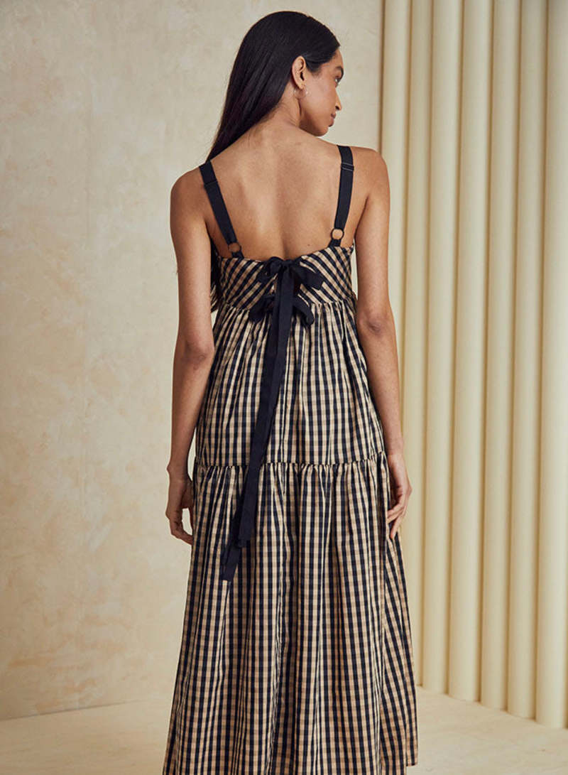 Hunter Bell Easton Dress - Black/Brown Gingham | Garmentory Hunter Bell Easton Dress - Black/Brown Gingham | Garmentory