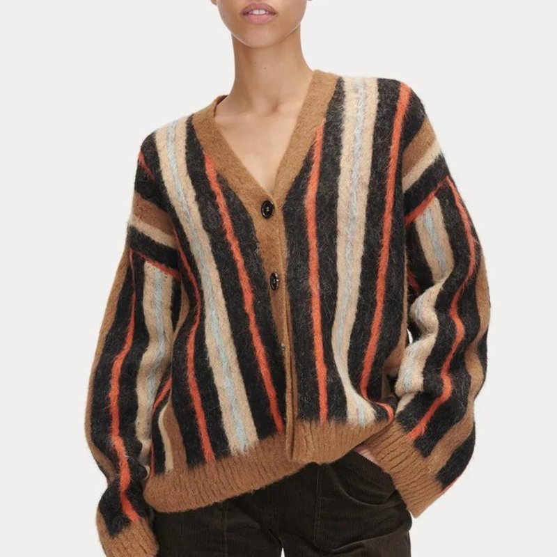 Rachel Comey Emmerson Brushed Alpaca Cardigan - Orange Stripe