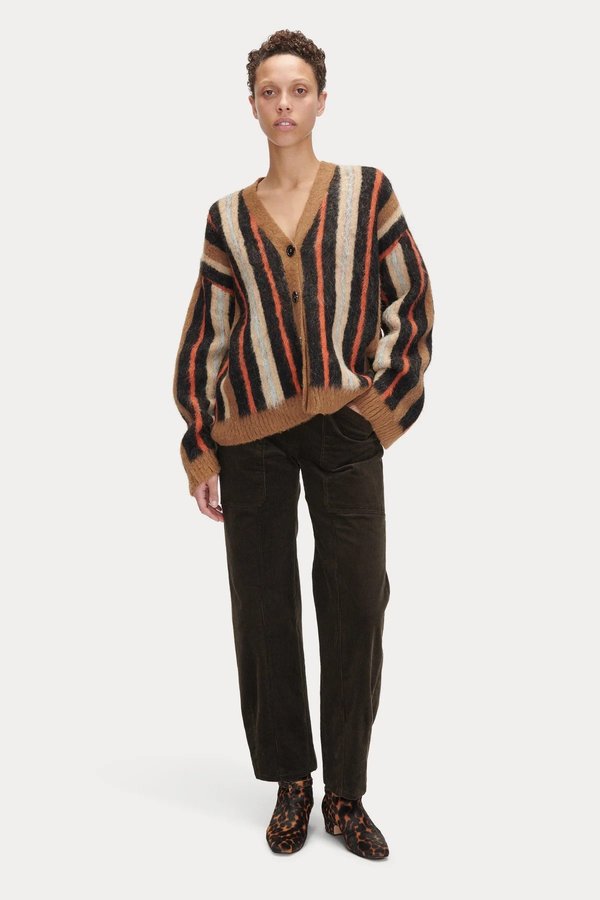 Rachel Comey Emmerson Brushed Alpaca Cardigan - Orange Stripe