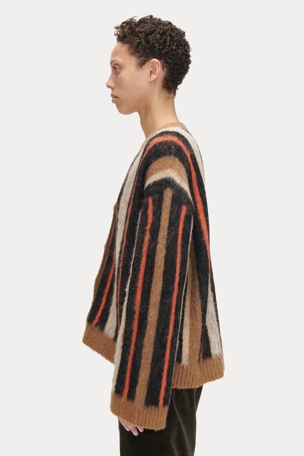 Rachel Comey Emmerson Brushed Alpaca Cardigan - Orange Stripe