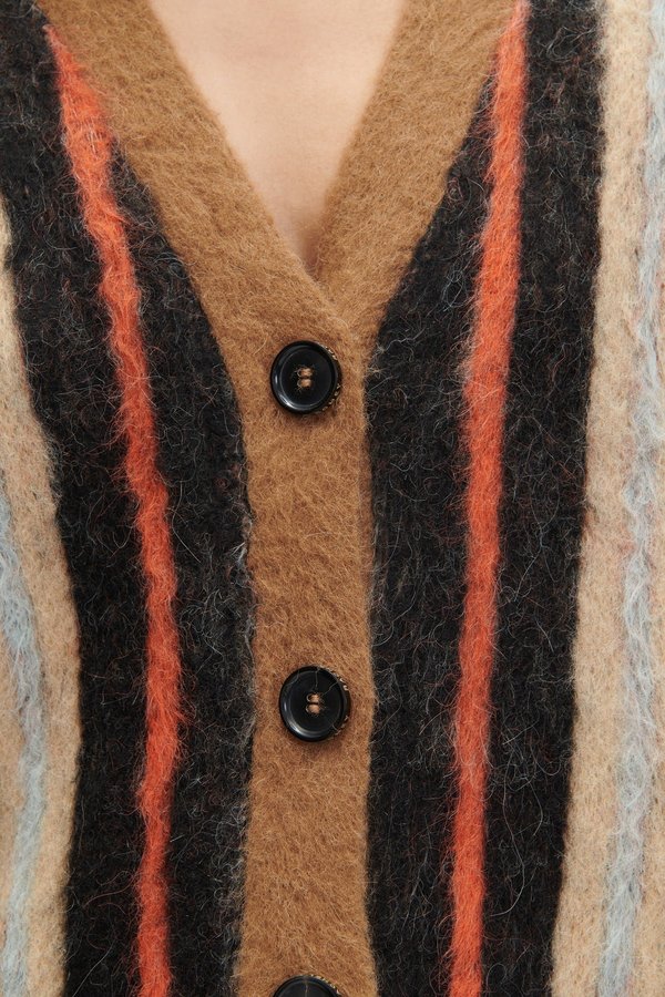 Rachel Comey Emmerson Brushed Alpaca Cardigan - Orange Stripe