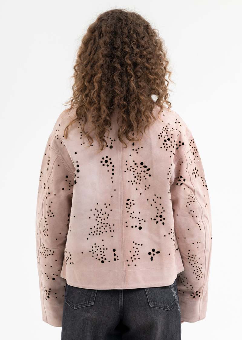 MASU SALMON GALAXY CUT LEATHER JACKET - Pink | Garmentory