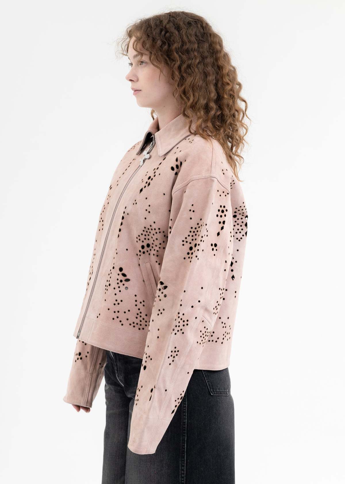 MASU SALMON GALAXY CUT LEATHER JACKET - Pink | Garmentory