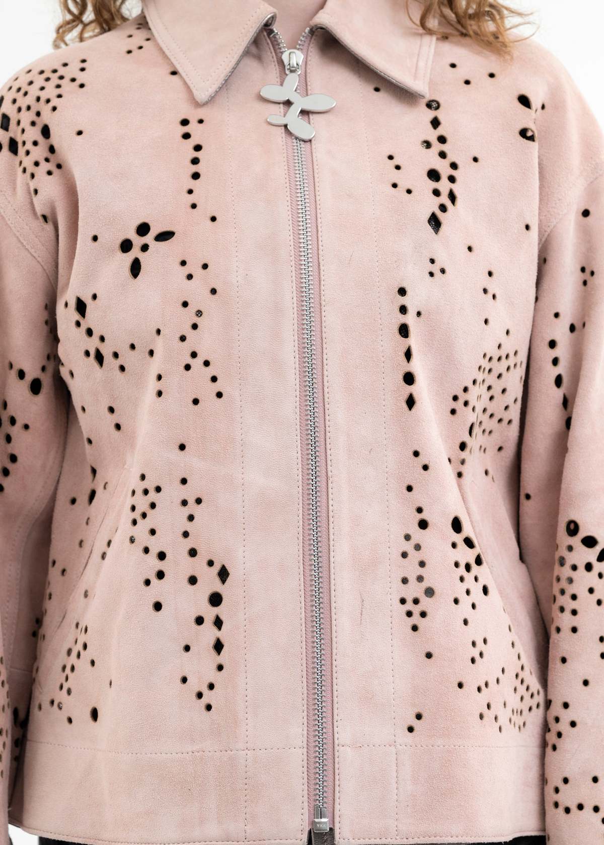 MASU SALMON GALAXY CUT LEATHER JACKET - Pink | Garmentory