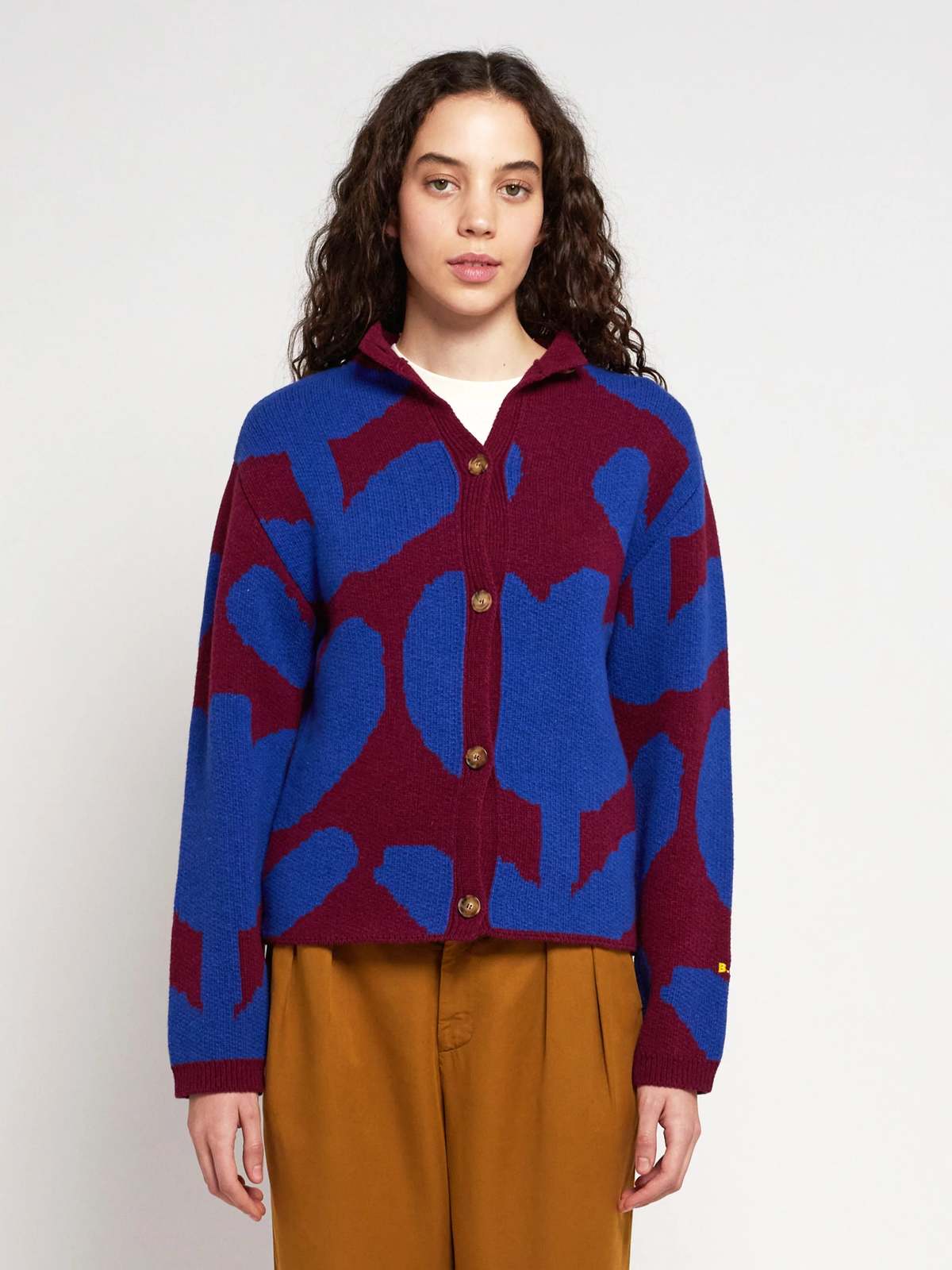 Bobo Choses Flower Jacquard Round Neck Cardigan | Garmentory