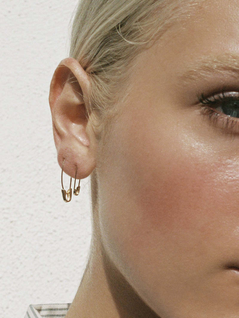 Loren Stewart Mini Safety Pin Earring - 14k Rose Gold