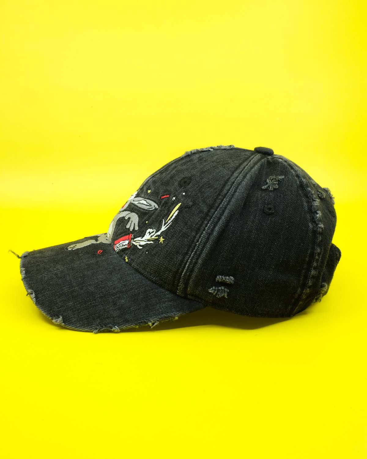 Rabbit Embroidered Baseball Cap - Adjustable Cotton Dad Hat, Unisex, Black