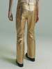Ernest W. Baker Lamb Leather Flare Trousers - Gold - Thumbnail 2