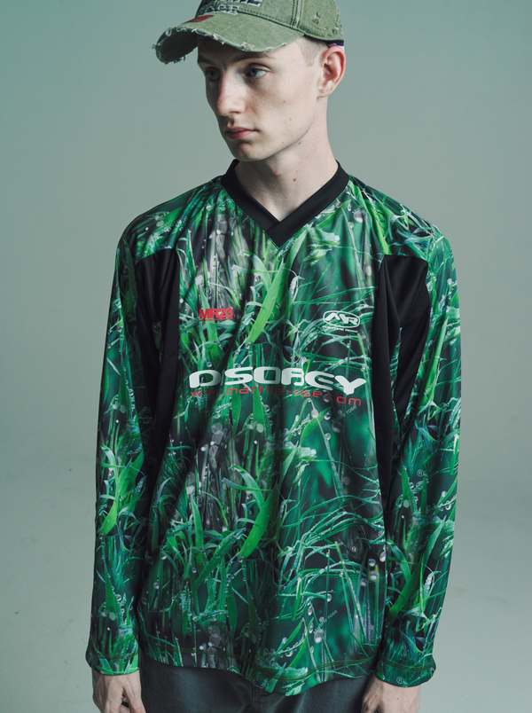 Martine Rose Paneled Football Top - Grass Print | Garmentory