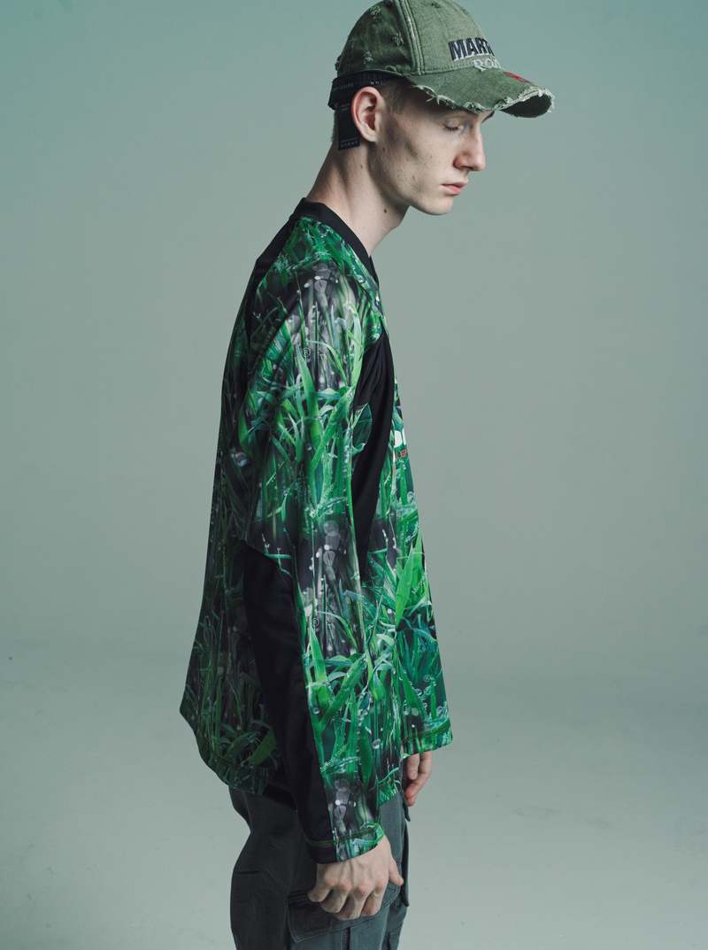 Martine Rose Paneled Football Top - Grass Print | Garmentory