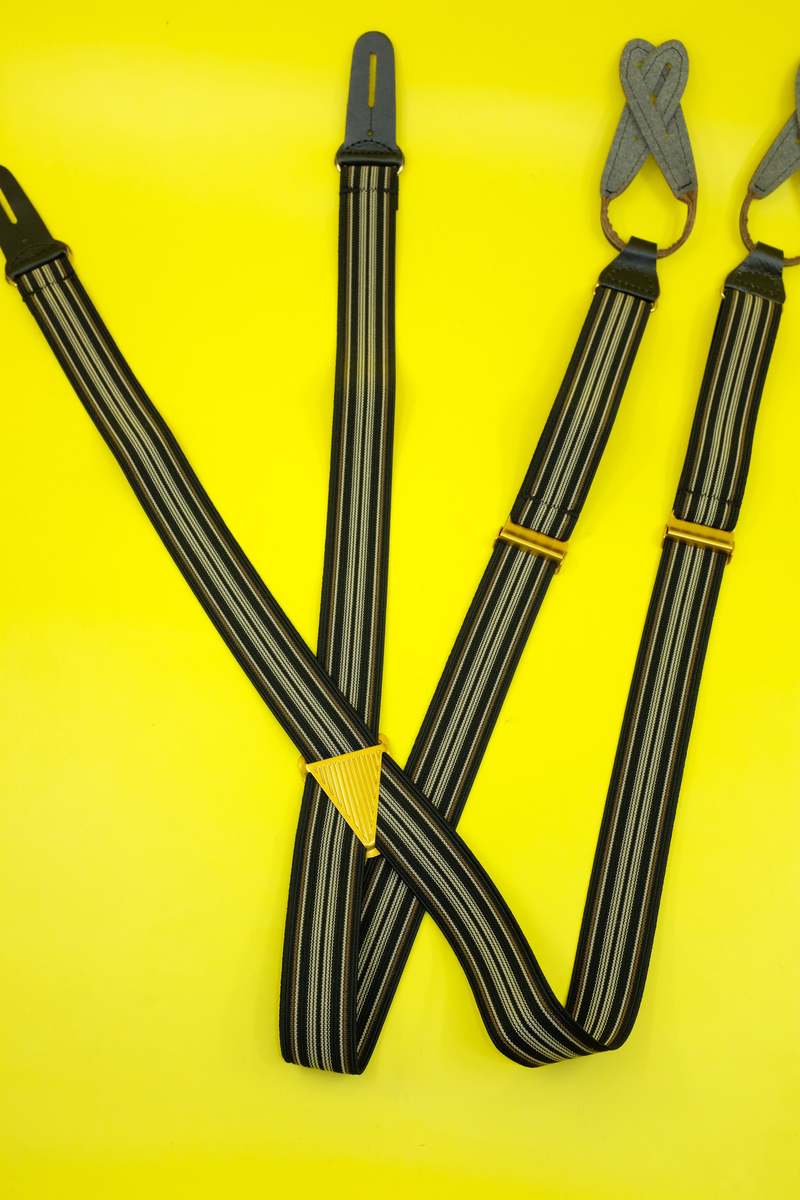 Taiga Takahashi Multi Stripe LOT 005 Suspender - Black
