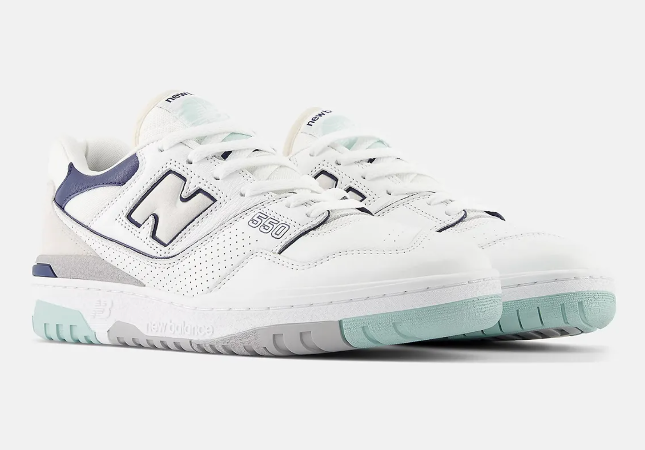 New Balance 550 Shoes - White/Mint/Navy | Garmentory