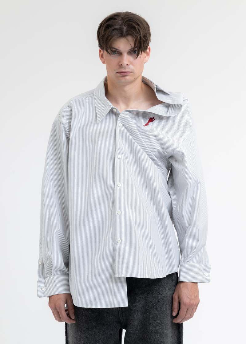 Doublet BLACK AND WHITE HALF LOOSE STRIPE SHIRT - WHITE | Garmentory
