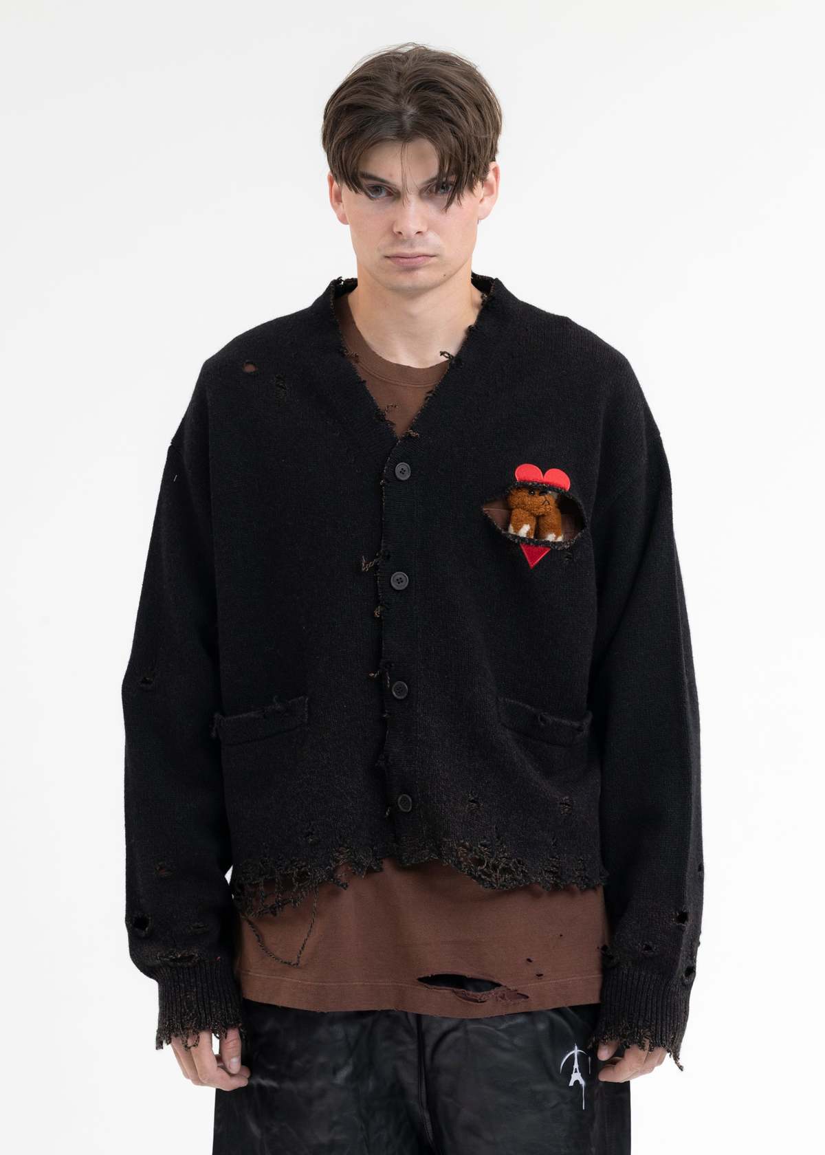 Doublet BROKEN HEART CARDIGAN - BLACK | Garmentory