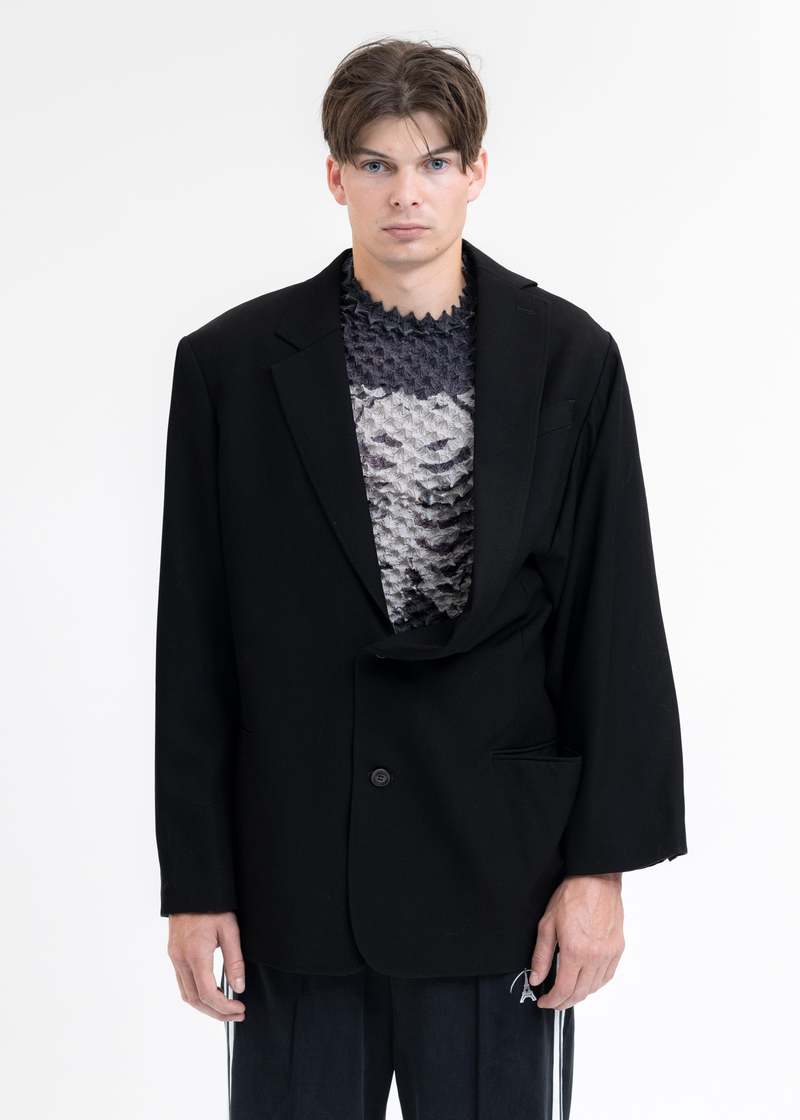 ジャケット・アウター doublet CUT-OFF OVERSIZED TAILORED JKT Doublet HALF LOOSE TAILORED JACKET - BLACK | Garmentory