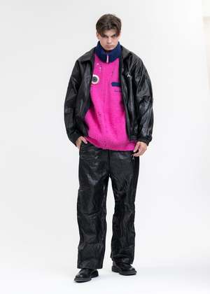 Doublet WRINKLE LEATHER TRACK JACKET - BLACK | Garmentory