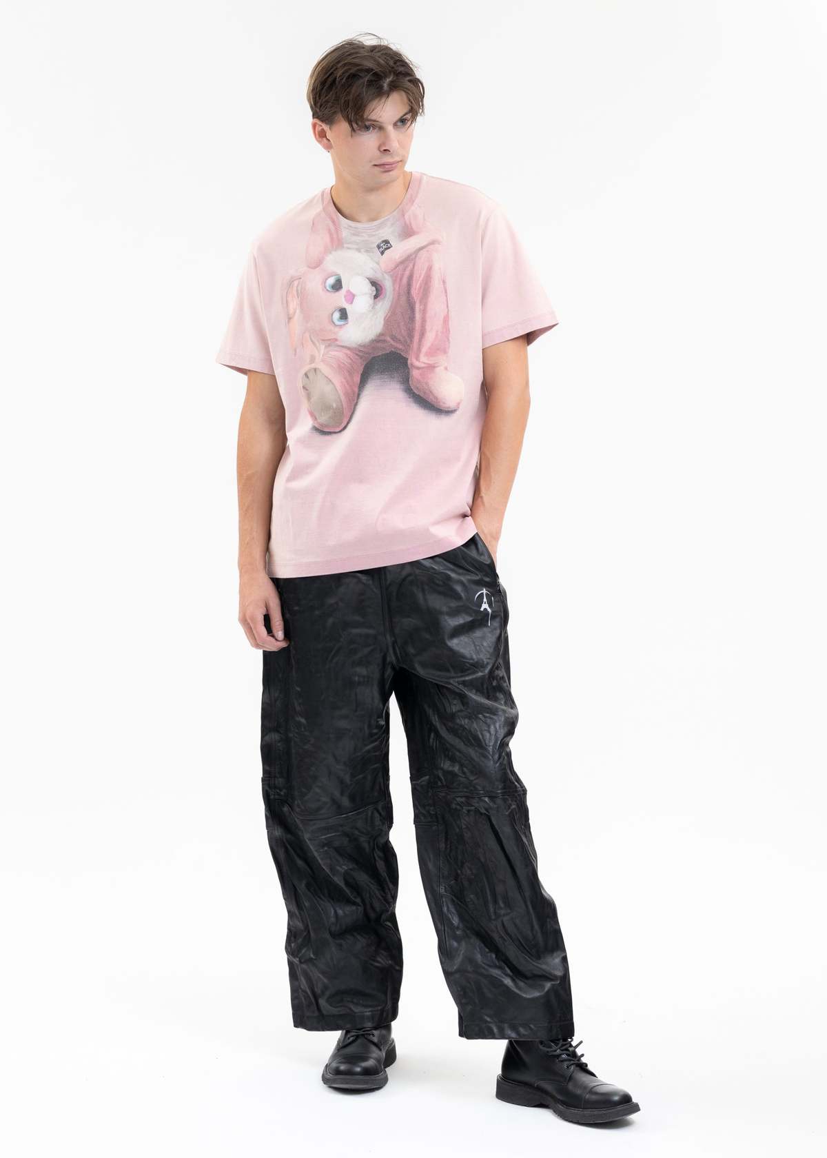 Doublet WRINKLE LEATHER TRACK PANTS - BLACK | Garmentory