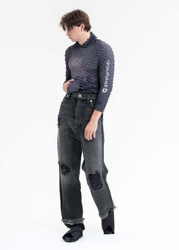 Doublet x1.5 RESIZED DENIM PANTS - BLACK | Garmentory