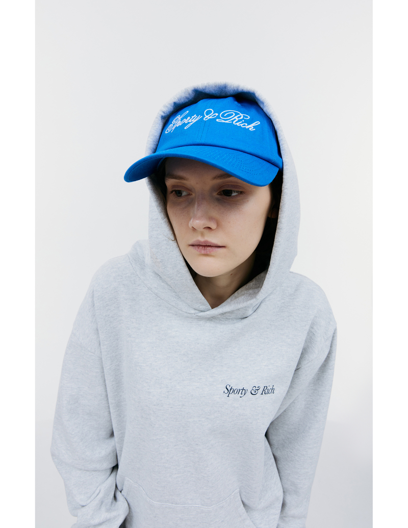 SPORTY & RICH Cursive logo cap - Blue | Garmentory