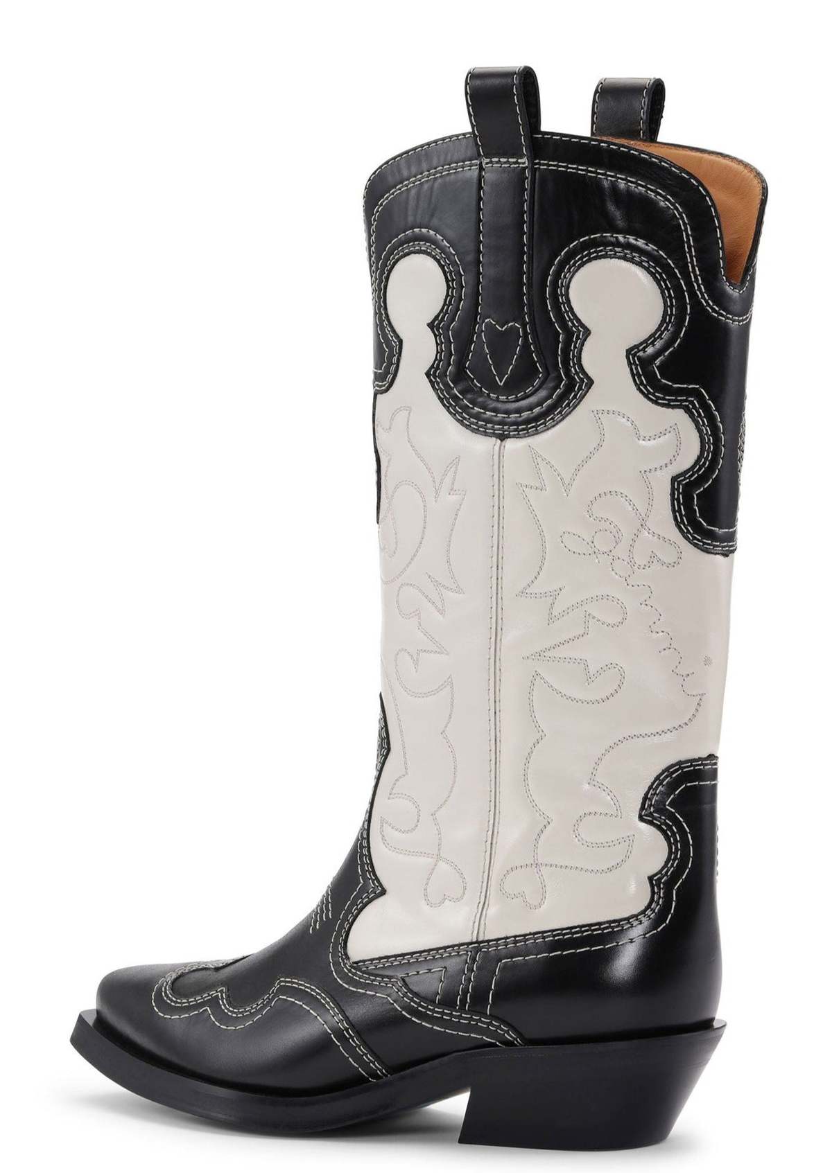 GANNI☆Embroidered Leather Western Boots ブーツ【UK発】 Brown Mid Shaft Embroidered Western Boots by GANNI on Sale