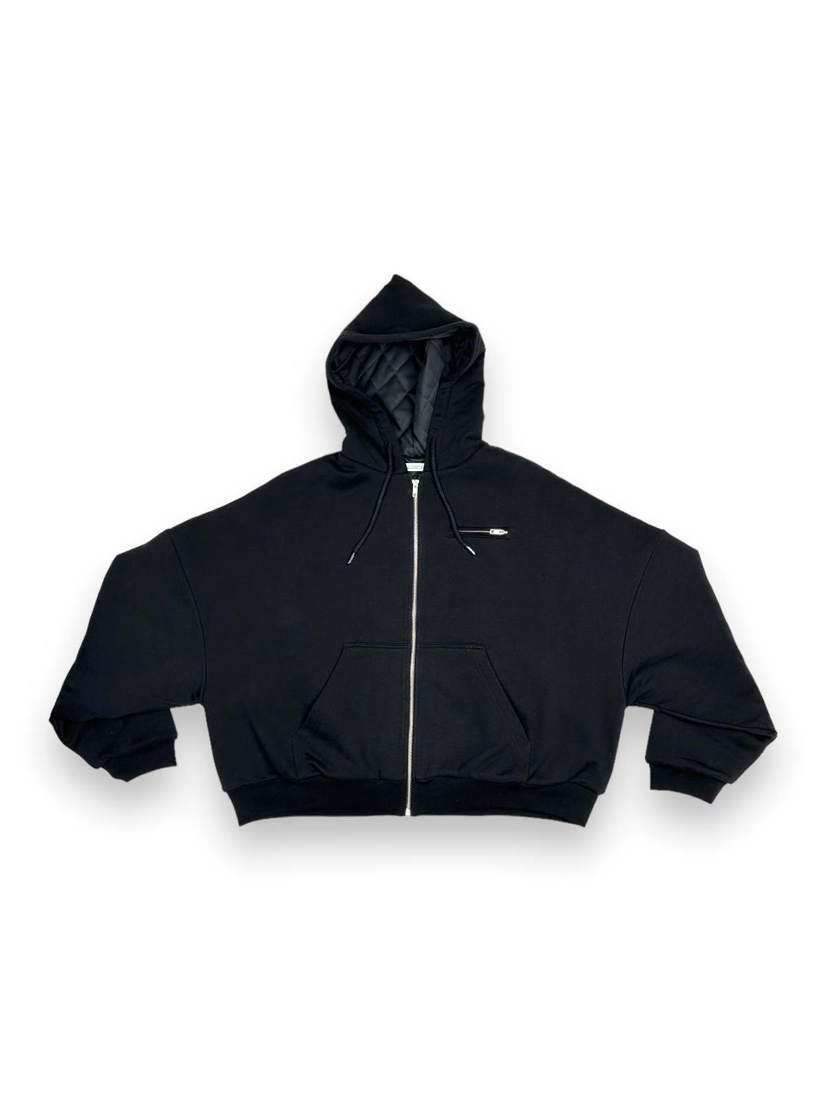Willy Chavarria QUILTED ZIP HOODIE - Black | Garmentory