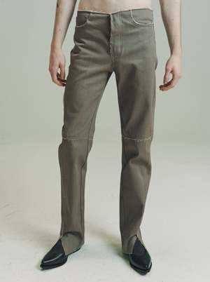 パンツ Gabriela coll garments / slit trousers Gabriela Coll Garments NO.155 Coated Denim Slit Trousers - Brown