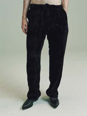 Gabriela Coll Garments NO.198 Crushed Velvet Trousers - Black