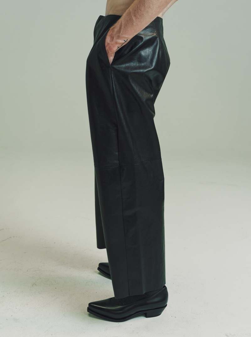 Gabriela Coll Garments NO.249 Leather Full Trousers - Black