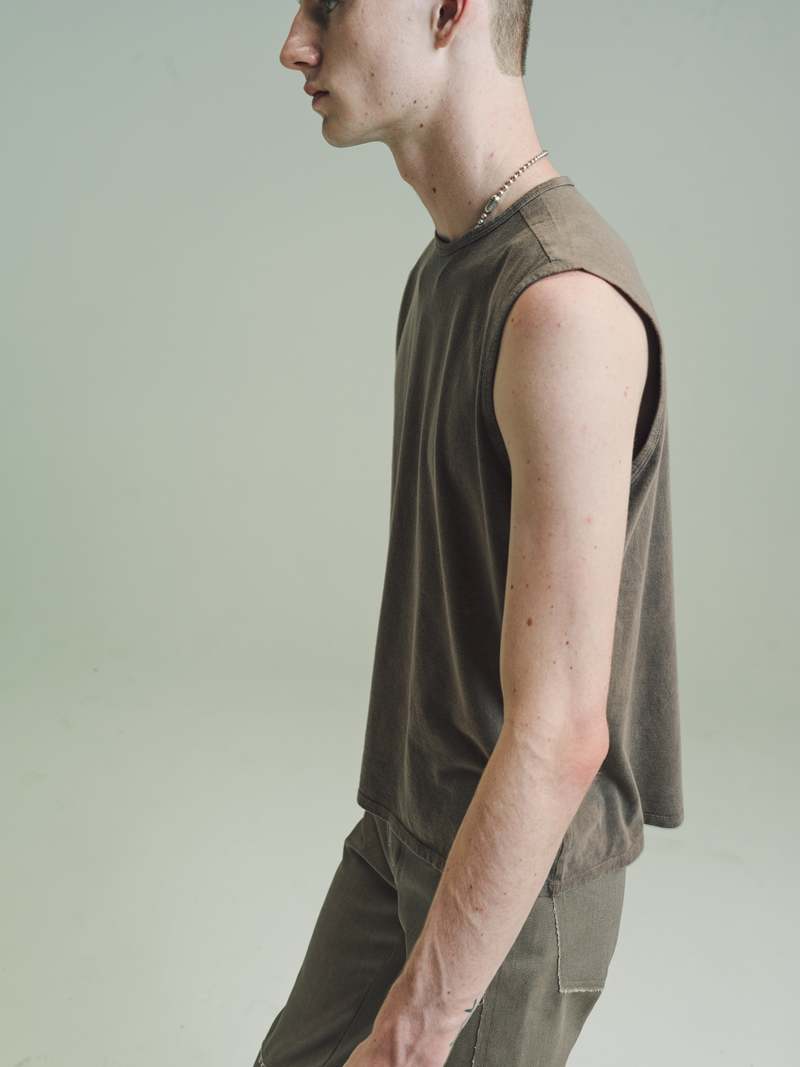 Gabriela Coll Garments NO.33 Sleeveless T-Shirt - Tan Stonewash