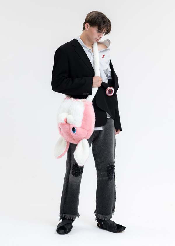 Doublet RABBIT COSTUME HEAD BAG - Pink/White | Garmentory