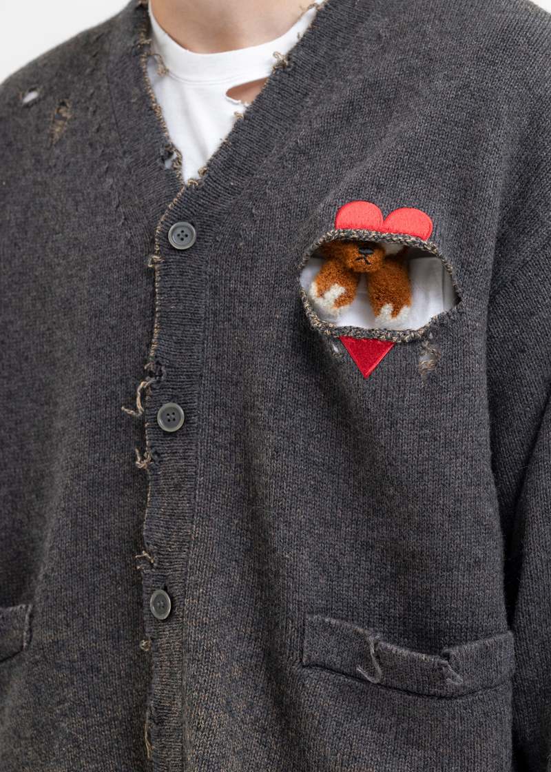 トップス doublet Broken Heart Cardigan Doublet Black Broken Heart Cardigan Doublet