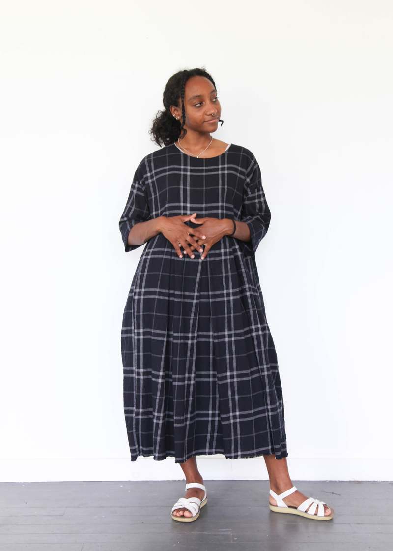 H+ Hannoh Wessel Demi Dress - Navy Check | Garmentory