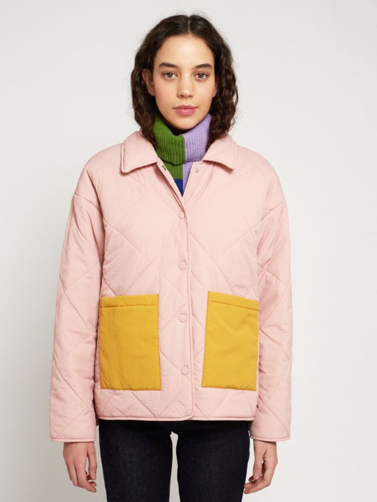 Bobo Choses Quilted Puffa Jacket Pink/Yellow Garmentory