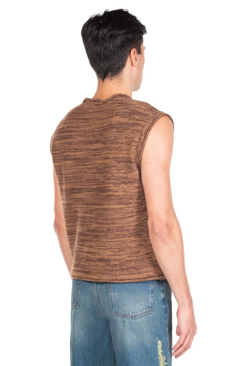 【ANDERSSON BELL】BLOTCH INTARSIA CREW-NECK VEST / Brown ANDERSSON BELL Blotch Intarsia Crew-Neck Vest - Brown