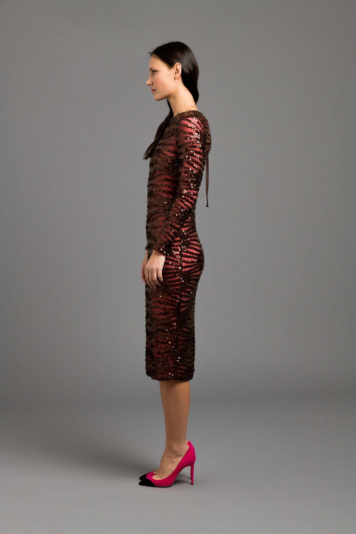 strapless open back dress Red Fuchsia Color Block Dress – Tracy Gold New York main image 0