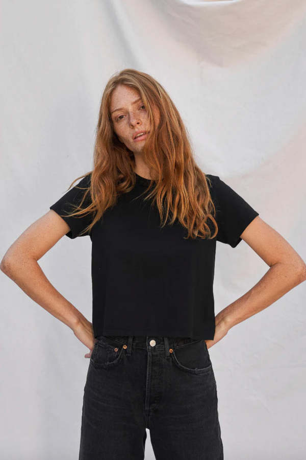 Perfect White Tee Baby Tee - True Black/White