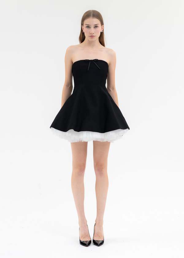 Shushu/Tong Two-Piece Strapless Puffy Dress - Black | Garmentory